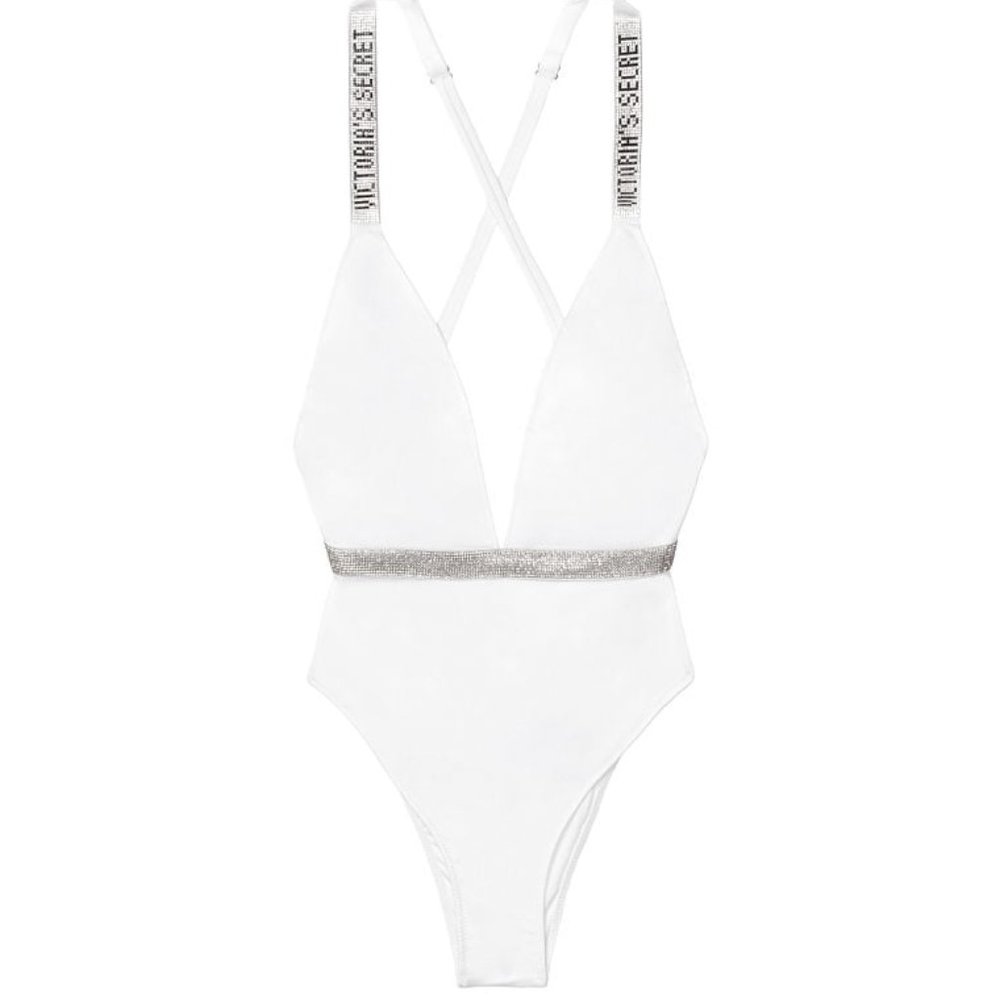 VICTORIA'S SECRET SWIM Rhinestone Bling Strap Plunge One-Piece Swimsuit - NWT - Picture 4 of 6